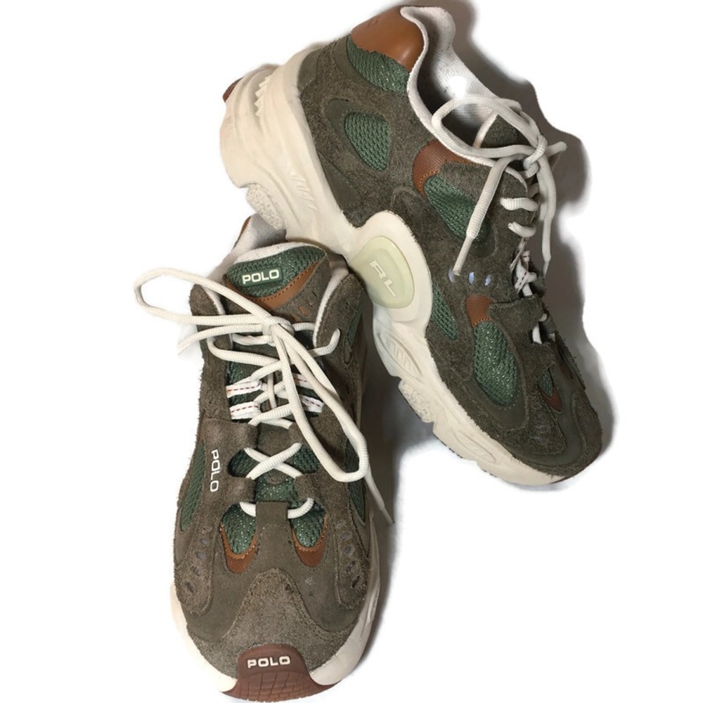 Polo Ralph Lauren Mens Size 9.5 Modern Trainer 100 Sneakers Shoes Green White